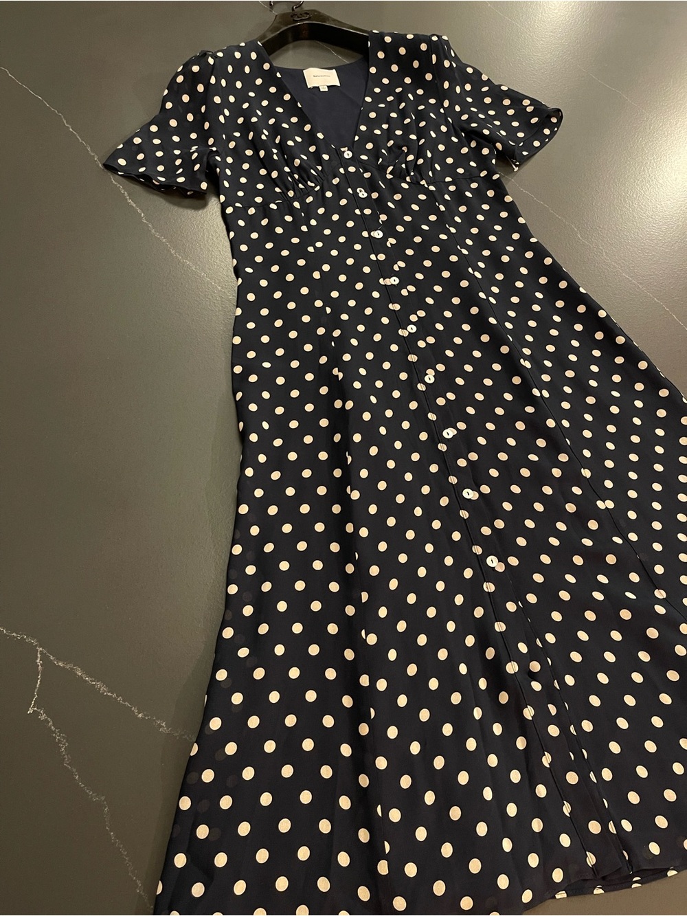 NEW Reformation Lise Midi Dress In Blue Dot Size 8 - Picture 6 of 14